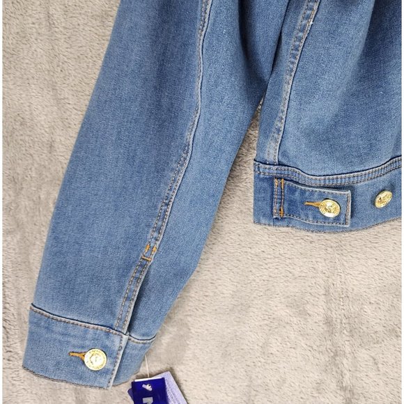 Nygard Jean Jackets Womens Large Blue Floral Embroidered Distressed Button Up - Picture 11 of 13